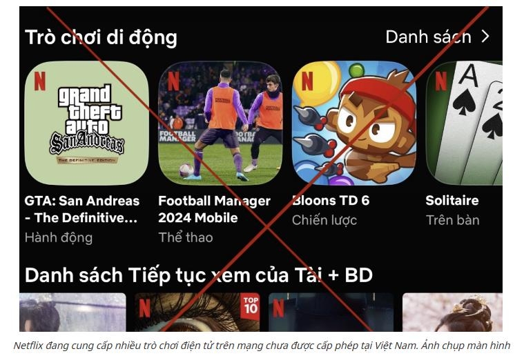 베트남, 넷플릭스에 게임서비스 중단 지시