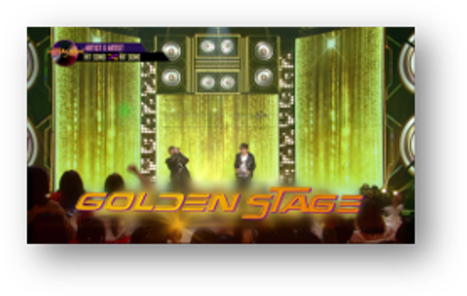 During the performance, if the new song reaches 10,000 accumulated votes, the stage turns into a gold color, adding the ultimate Shiny-Floor experience.