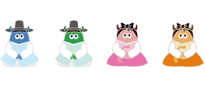 It embodies the concept of five intermediate colors (Gansaek), which are created by blending two colors derived from the Obang Jeongsaek, the five primary colors based on the philosophy of Yin and Yang and the Five Elements.  The character “Seol-i” visually expresses the harmony and symbolism of these traditional Obang colors through its design.