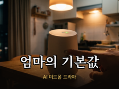 Key visual of "Mom's Default Setting" — an AI speaker that reproduces her mother's voice and personality