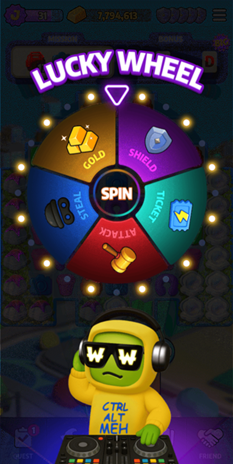 Lucky Wheel event, it triggers ATTACK and STEAL EVENT while playing match 3