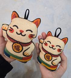 Bok Cat fabric cushion keyrings available in two sizes