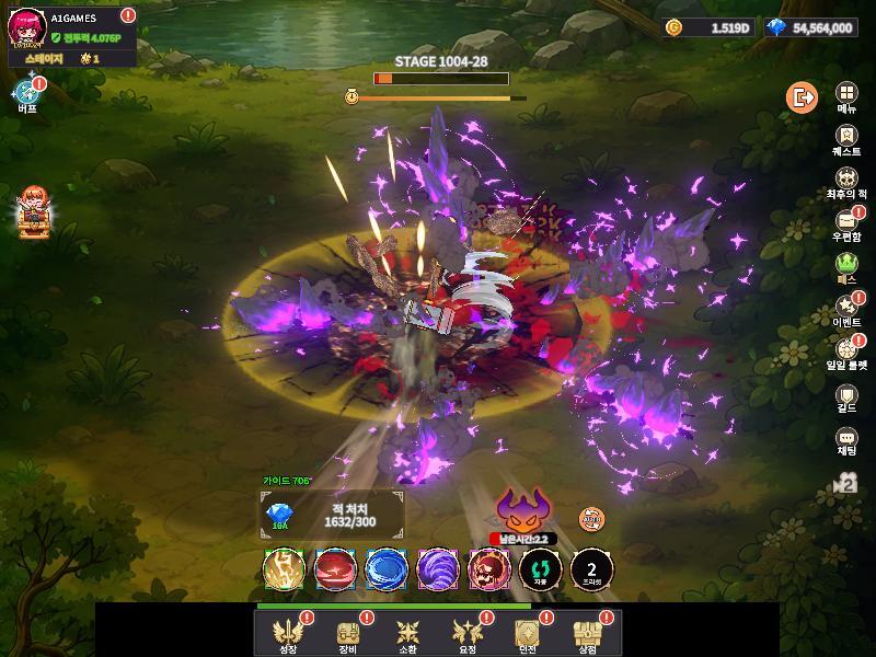 Gameplay screenshot showcasing real-time auto battles and dynamic skill effects.