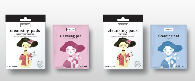 Exported as a character design service for cleansing pad products of ‘Snowhite’, a cosmetic company in Dubai