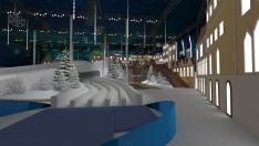 A large indoor sledding slope