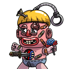 A Voodoo Doll Character Formed by Combining Various Parts
