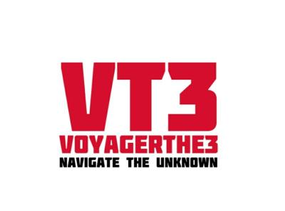 VT3, an abbreviation of the company name 'VoyagerTHE3' is the company logo.