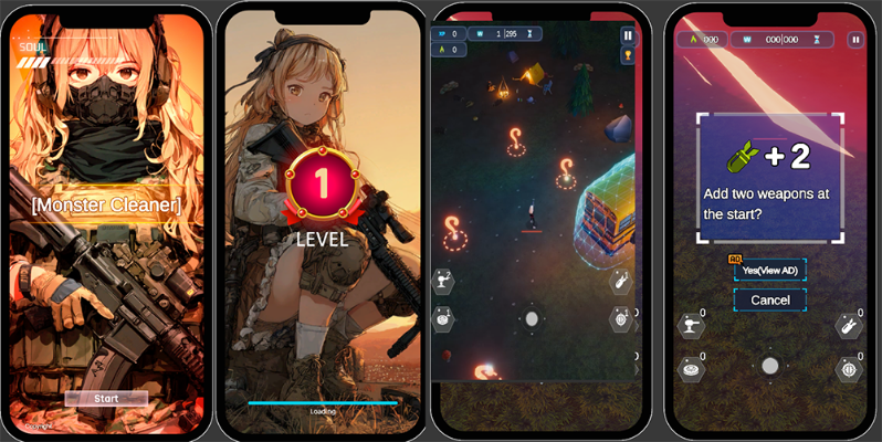 Game UI and In-Game Battle Scene.