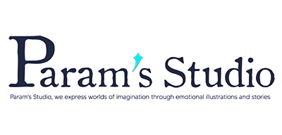 Param's Studio is a studio for artists who express the world of imagination. The superscript symbol is expressed as a fantasy icon, and the logo is designed using a font with an emotional feel.