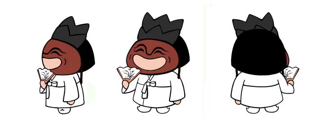 This is the main image of the 'Guardian of Smiles' Kkeolkkkeol Yangban character doll, which reinterprets traditional Korean yangban masks with a modern twist.