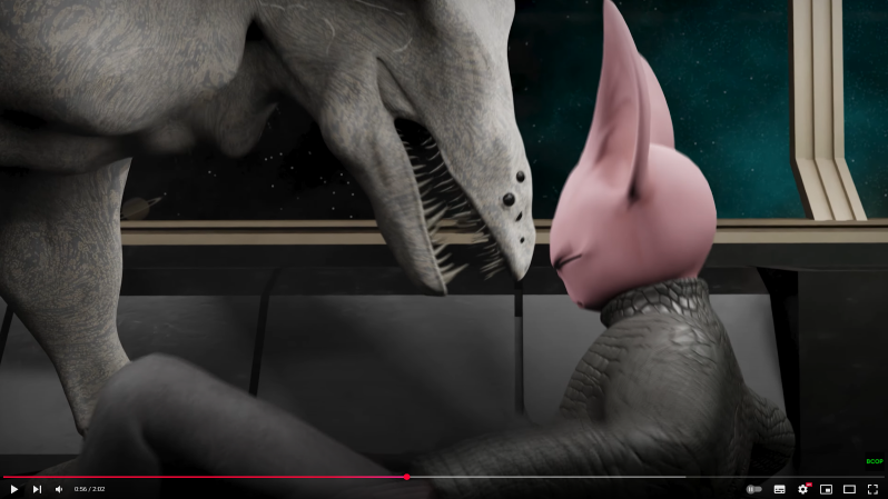 Roliman, about to be devoured by the alien lifeform.