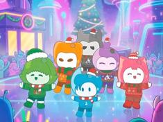 ALBO dressed in winter-themed outfits for a seasonal song concept.