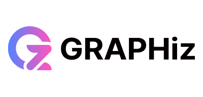 A brand name phonetically blending “graphic” and “business,” paired with a symbol that merges the letters G and Z.