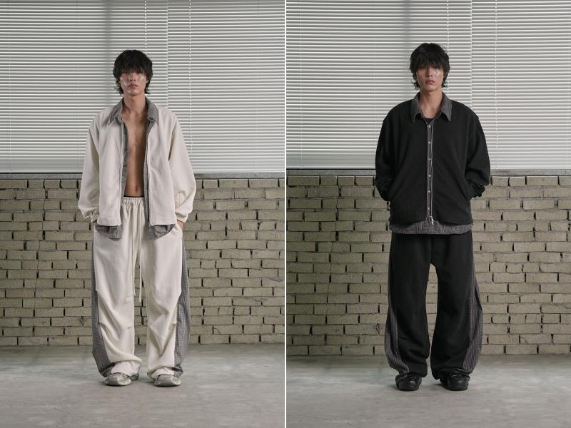 Lached Hook Jersey and Pants set, shown in ecru and black