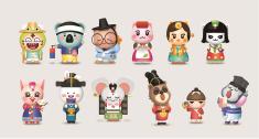 This signature visual showcases the 'Somebody Family' characters dressed in modern interpretations of traditional Korean heritage costumes. Displaying a highly structured lineup of 12 distinct characters, this artwork directly targets the rising European demand for authentic K-culture aesthetics and premium lifestyle art. Backed by our proven commercial success on global financial platforms (U.S. VISA cards), this representative image highlights the IP's extensive cross-category scalability, designed for seamless integration into global fashion, living decor, and personal care.