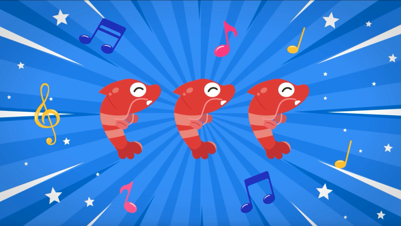 Shrimp dancing and singing