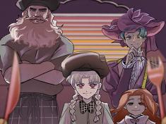 From the left, the owner of the restaurant, Master Chef, the main character Stella, the owner of the other gate, Maestro and the tailor