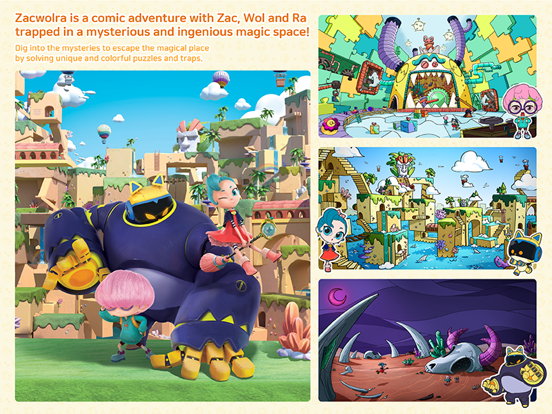 Icon Pictures Co., Ltd with the help of Gwangju Information and Culture Industry Promotion Agency's "2020 Project to Support the Operation of Cultural Contents Planning and Creation Studio" Pilot Content Production Support Project started ‘Zacwolra’ a comic adventure which is unique, ingenious, colorful and imaginative world animation with the main theme of room escape.