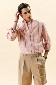 Pink Seersucker Madras Check Shirt