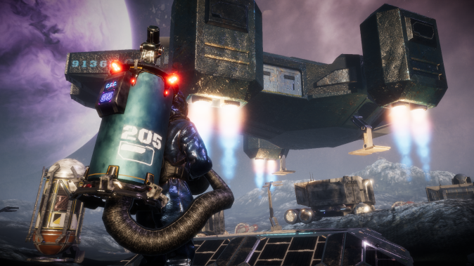 The company's collection airship for extracting pods