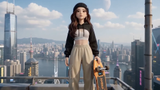 Amber, a member of NEW EVE — the world's first K-POP virtual idol group performing live underwater shows — a virtual artist bringing the Sea Planet's message to the city