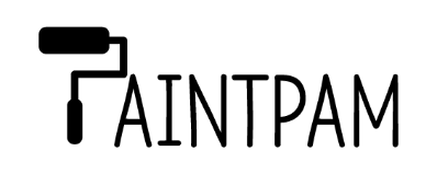 The Paintpam logo identity, featuring a paint roller. 