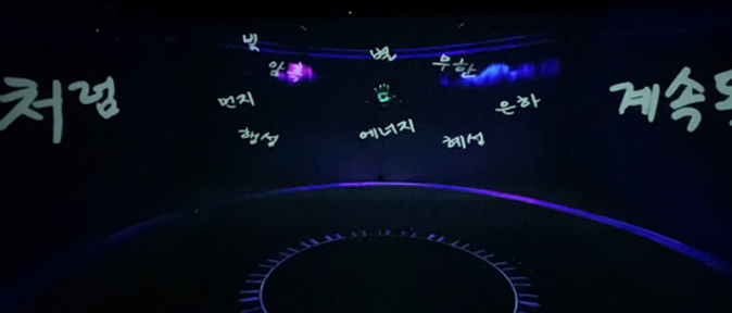 Projection Mapping–Type Version of <Sharing Cosmos>: By transforming the original physical space into an immersive cosmic environment, users can experience a redefined spatial concept that seamlessly blends reality with a universe-inspired XR narrative.