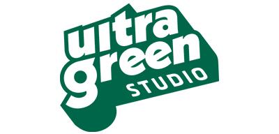 The logo of ULTRAGREEN STUDIO reflects the playful and dynamic spirit of character animation, embodying the studio’s philosophy of creating content full of life.