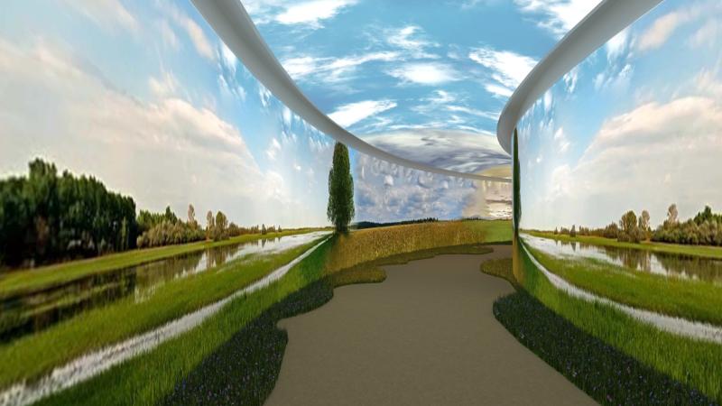 The entrance to the exhibition hall, A rural road