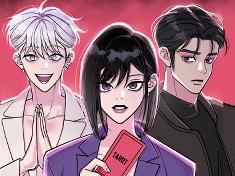 The main poster for the hybrid K-occult webtoon "The Tarotcaster," featuring the tarot reader Ryu So-mi and the mysterious figures surrounding her.