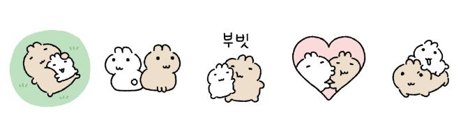 Bubi Bunny captures the everyday moments of a couple expressing their love through physical affection, such as hugging, cuddling, leaning on each other, and staying close. Their sweet and playful moments are brought to life across stickers, social media content, merchandise, and other character IP applications.
