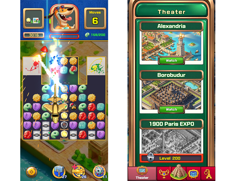 Play 5,000 match-3 puzzles and unlock and collect various memories of humanity.