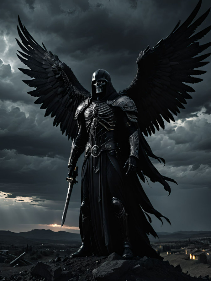 Thanatos is a dark and mysterious demon character symbolizing oblivion and death. He is depicted with a black cloak and a sharp, imposing appearance, adding tension and mystery to the story.