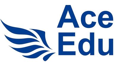 Ace Edu means top-notch edu-tech animation with a blue wing.