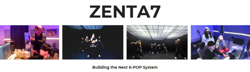 A screenshot showing the content production process at ZENTA7, including music production, recording sessions, choreography practice, and performance creation.