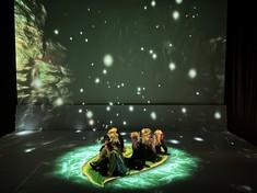  An immersive scene recreating the spiritual realm of Jeju's Dochebi myth through projection mapping