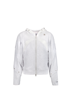 Bound Waffle Reversed Raglan Hood Zip-Up (MELANGE WHITE)