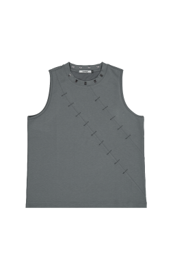 Double Wound Sutured Sleeveless Top (CHARCOAL)
