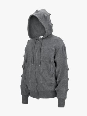 Spiky hidden zip-up hoodie