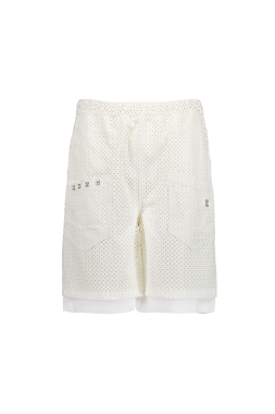 Leather Dagger Punched Layered Shorts (WHITE)