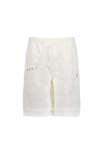 Leather Dagger Punched Layered Shorts (WHITE)