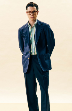 Signature Gold Button Blazer – Navy