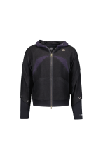 Bound Waffle Reversed Raglan Hood Zip-Up (BLACK)